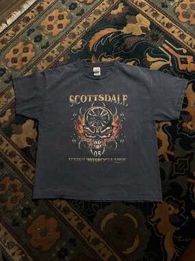 Vintage 2005 Scottsdale Custom Motorcycle Show Double Sided Skull Graphic T-Shir